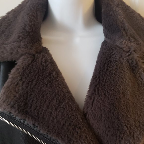 Mango Faux Fur & Leather Biker Jacket - Picture 9 of 11